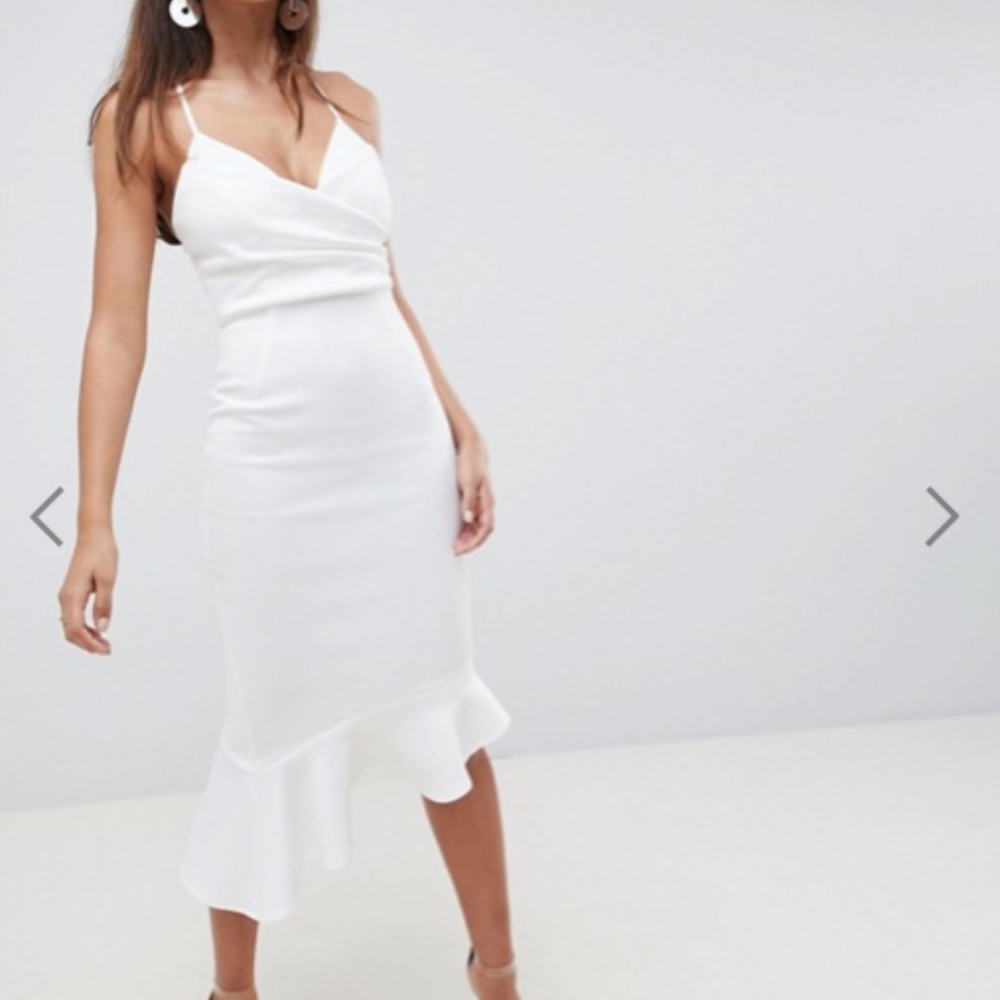 ASOS Scuba Cami Pephem Midi Dress White